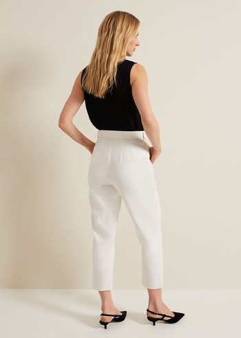 Phase Eight Gaia Neutral Tapered Tailoreds Trousers White Canada | BXSTQP-351